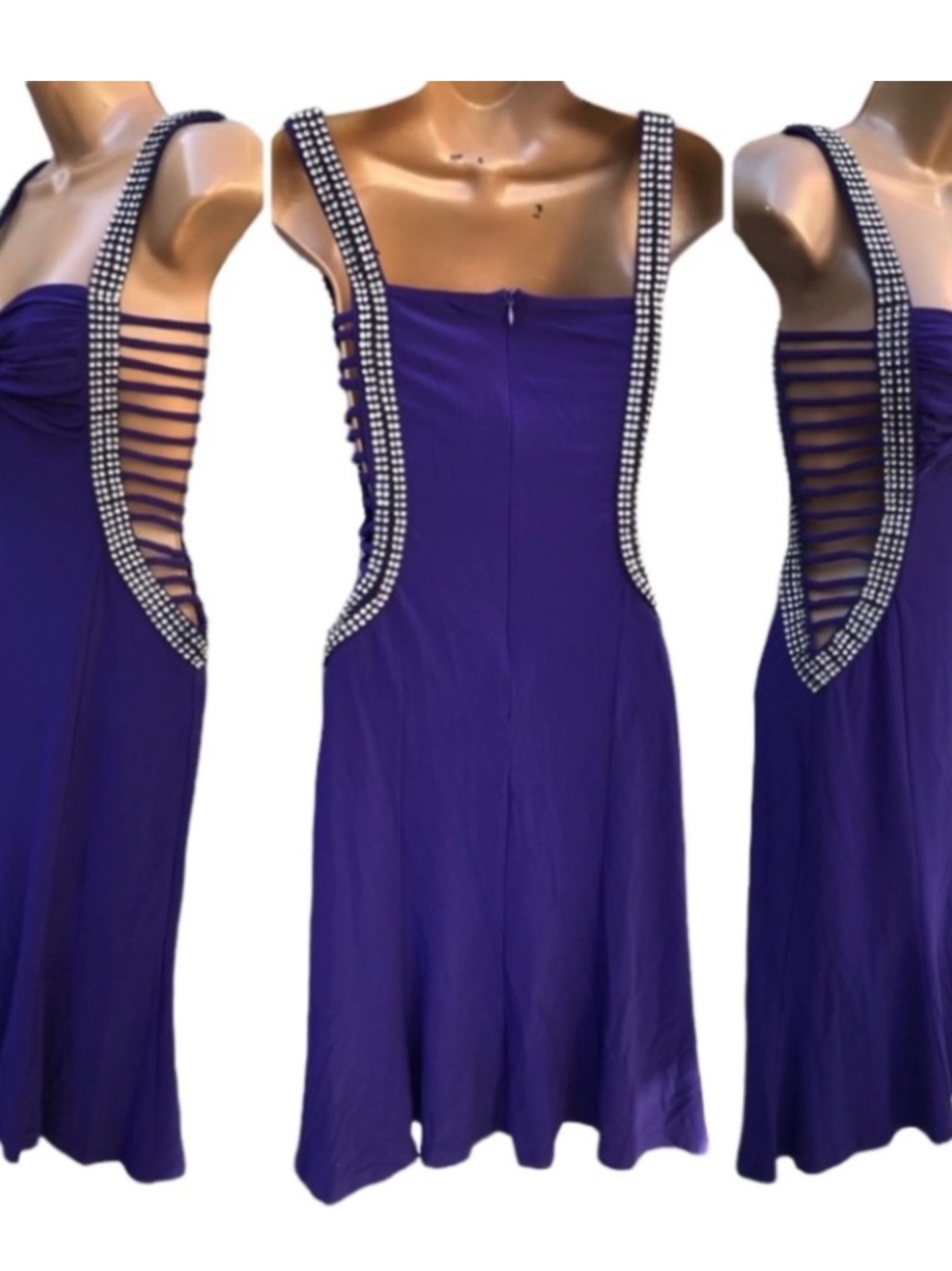 AFRA Purple Rhinestone-Trim Ladder Back Dress